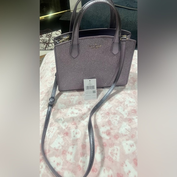 NWT Kate Spade Tinsel Glitter Satchel in hard to find color Lilac Frost - Picture 4 of 8